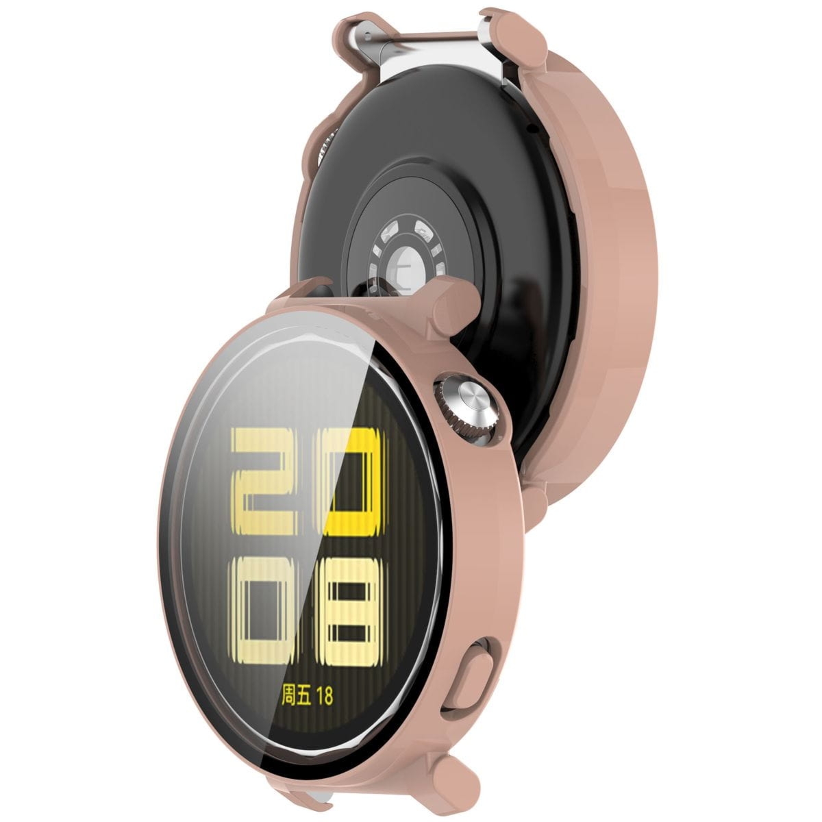 Etui ze szkłem do zegarka Bizon Case Watch Adamo do Huawei Watch GT 5 Pro 42 mm różowe