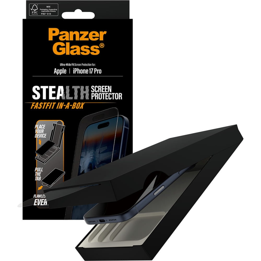 Szkło hartowane z aplikatorem PanzerGlass Stealth Ultra-Wide Fastfit do iPhone 17 Pro
