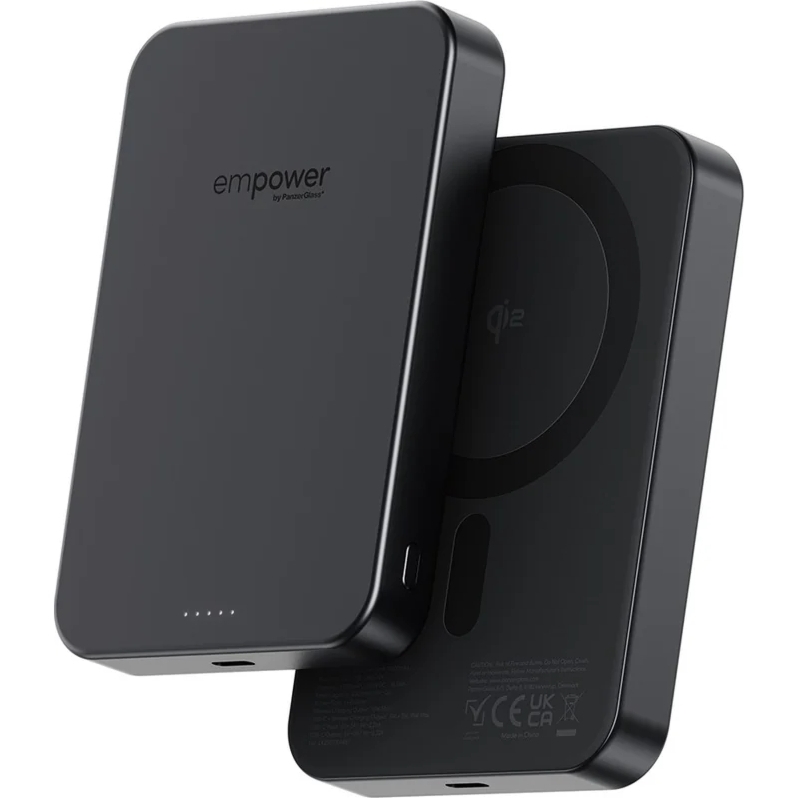 Powerbank indukcyjny 10000mAh do MagSafe, USB-C 20W, Qi2, Empower Bank, kabel w zestawie, czarny