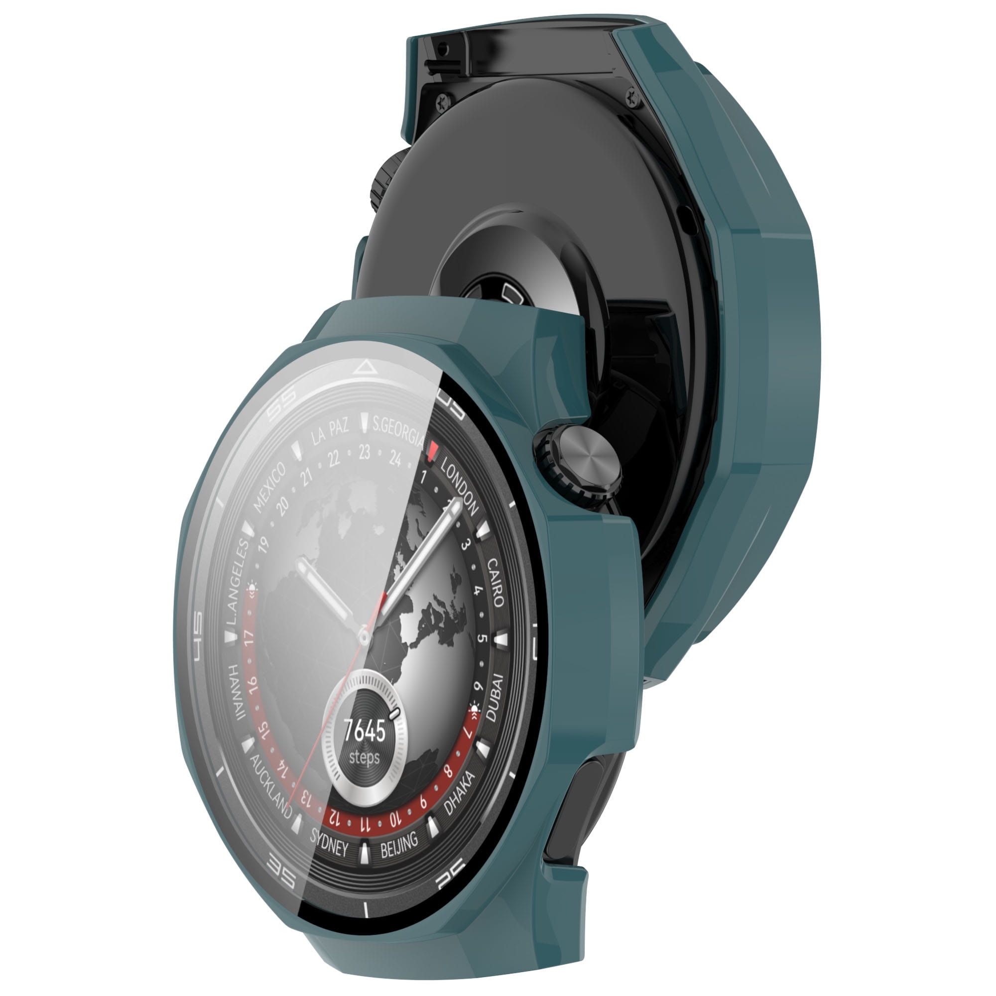 Etui ze szkłem do zegarka Bizon Case Watch Adamo do Huawei Watch GT5 Pro 46 mm zielone