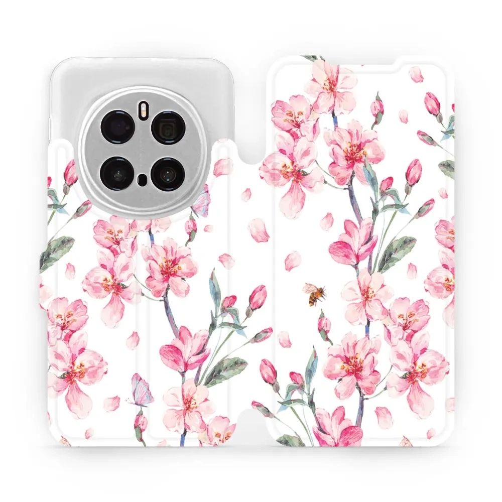 Etui z klapką do Honor Magic7 Pro, Mobiwear Book, różowa wiosna