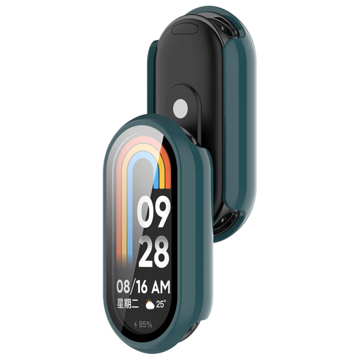 Etui ze szkłem do zegarka Bizon Case Watch Adamo do Xiaomi Smart Band 10, ciemnozielone