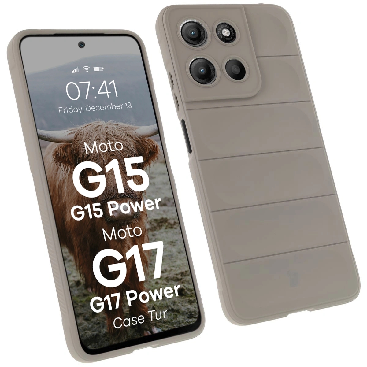 Pancerne etui Bizon Case Tur do Motorola Moto G17 / G17 Power / G15 / G15 Power, jasnoszare