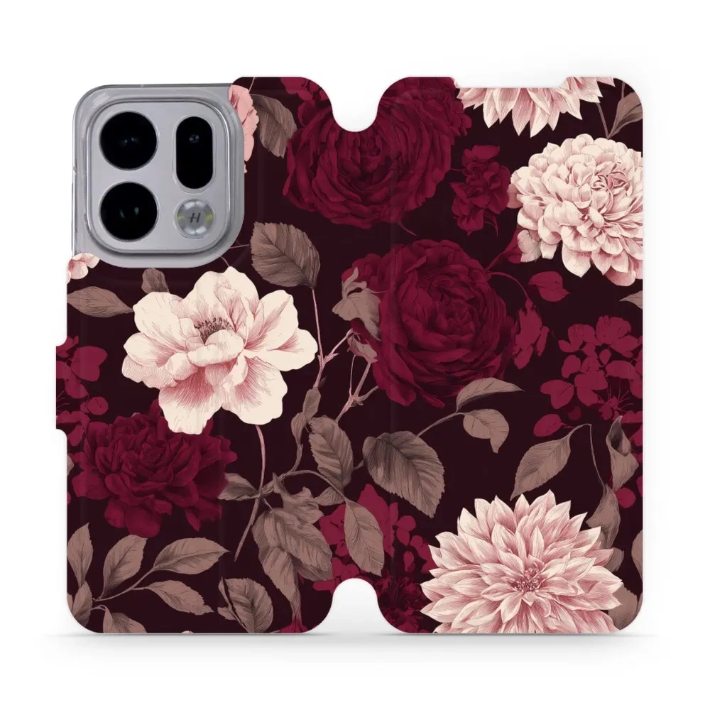 Etui z klapką do OPPO Find X9, Mobiwear Book, wino i dalie