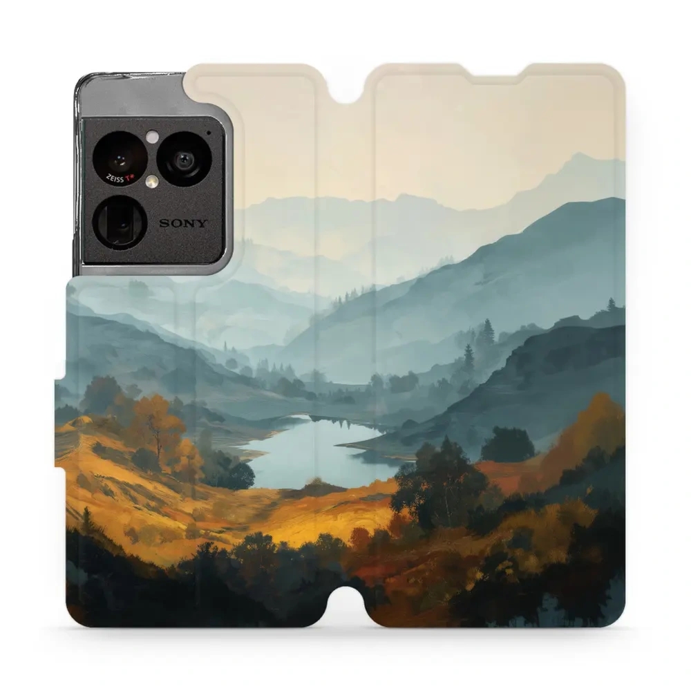 Etui z klapką do Sony Xperia 1 VIII, Mobiwear Book, jezioro w dolinie