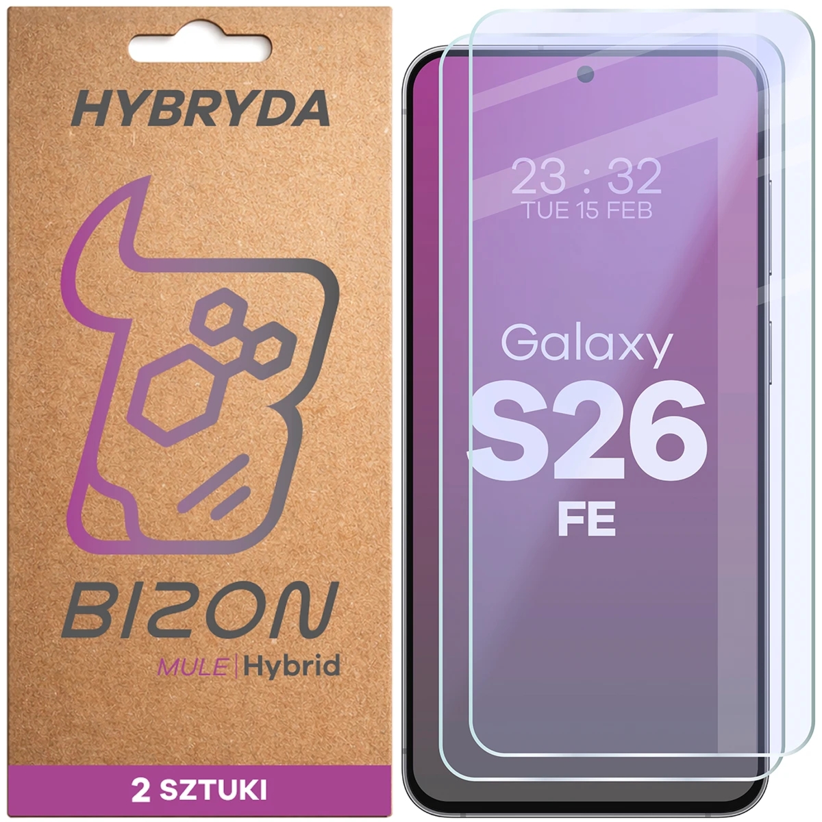 Elastyczne szkło hybrydowe Bizon Hybrid Mule Duo do Galaxy S26 FE, 2 sztuki