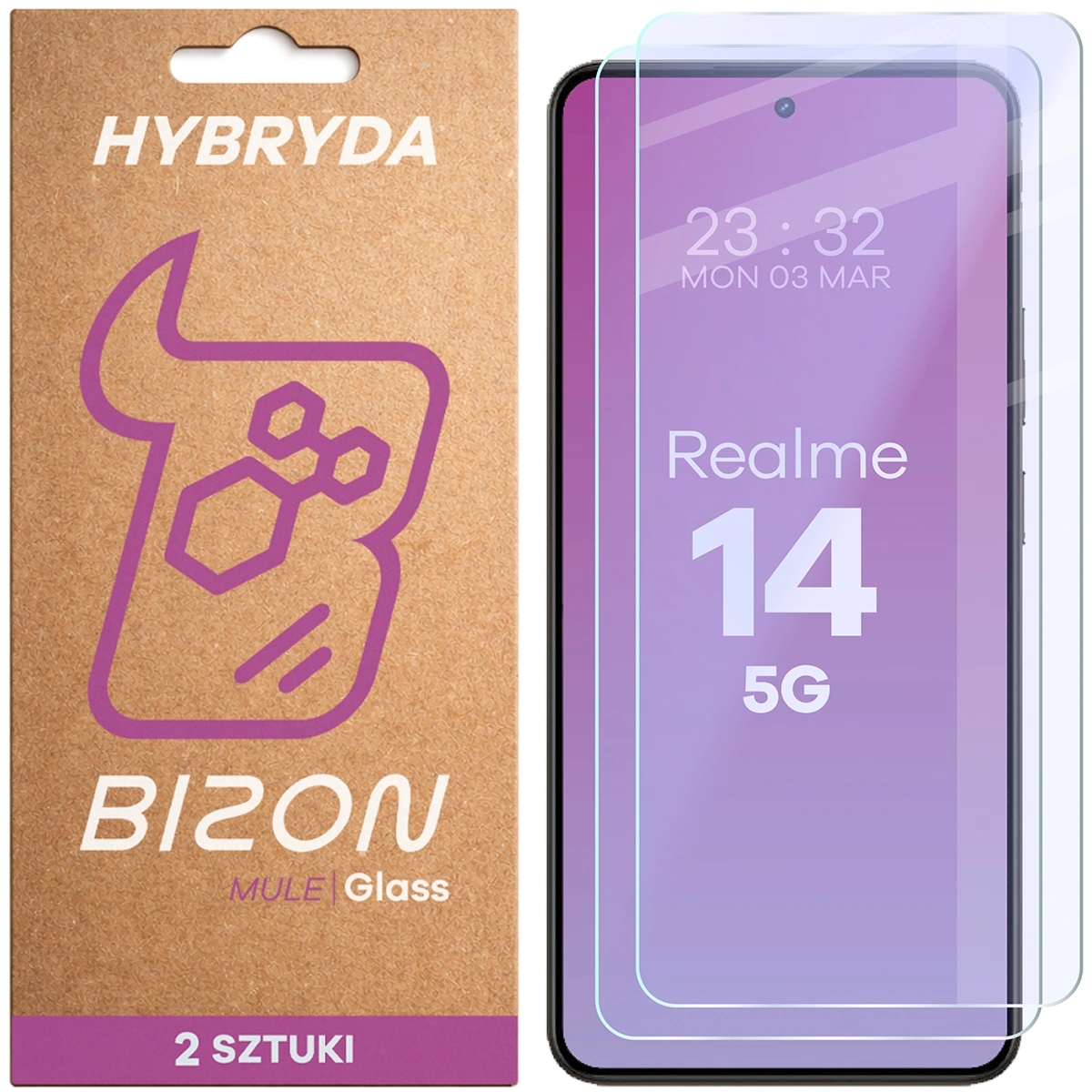 Elastyczne szkło hybrydowe Bizon Hybrid Mule Duo do Realme 14 5G, 2 sztuki