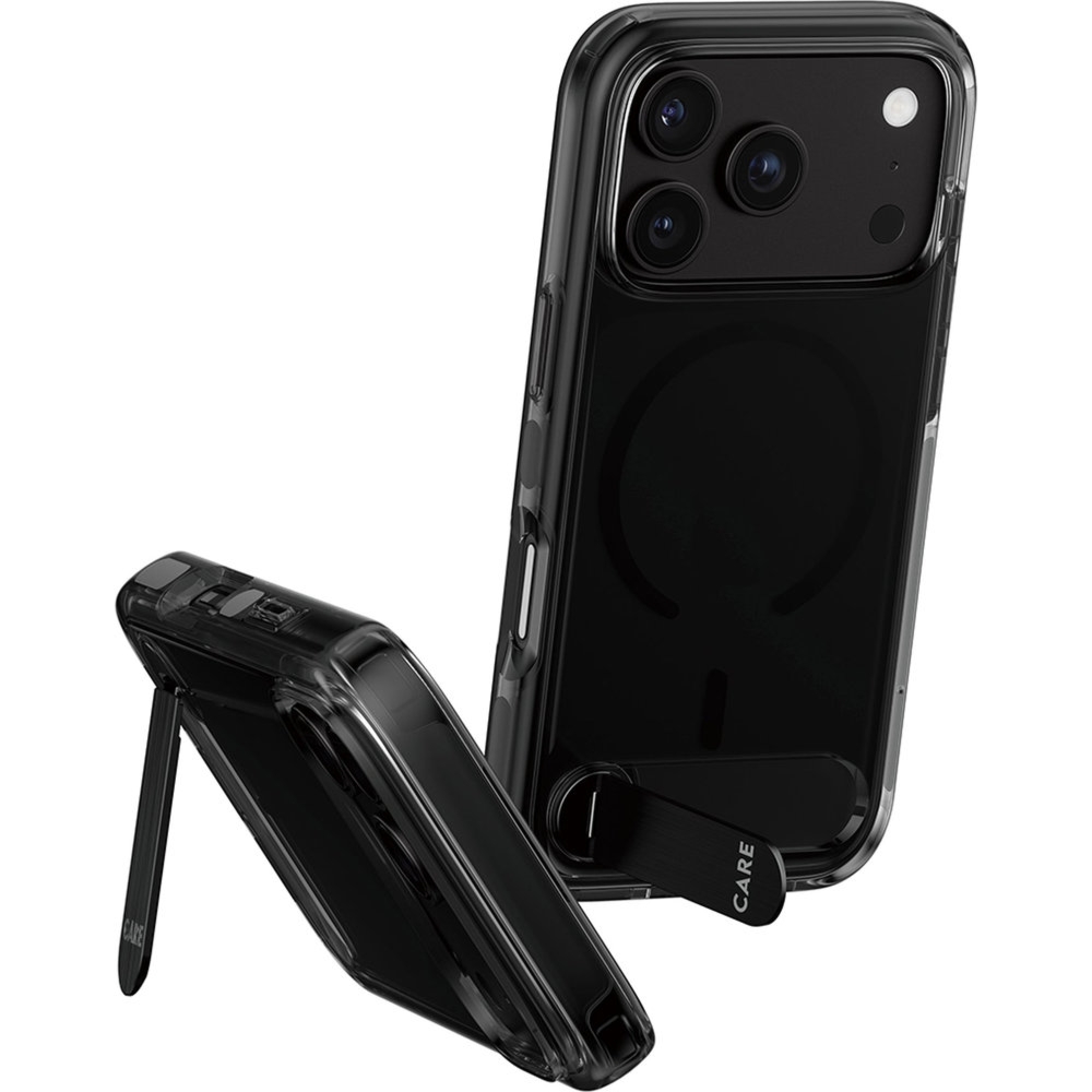 Etui z podstawką PanzerGlass Smokey Kickstand do iPhone 18 Pro / 17 Pro, do MagSafe, przydymione-czarne