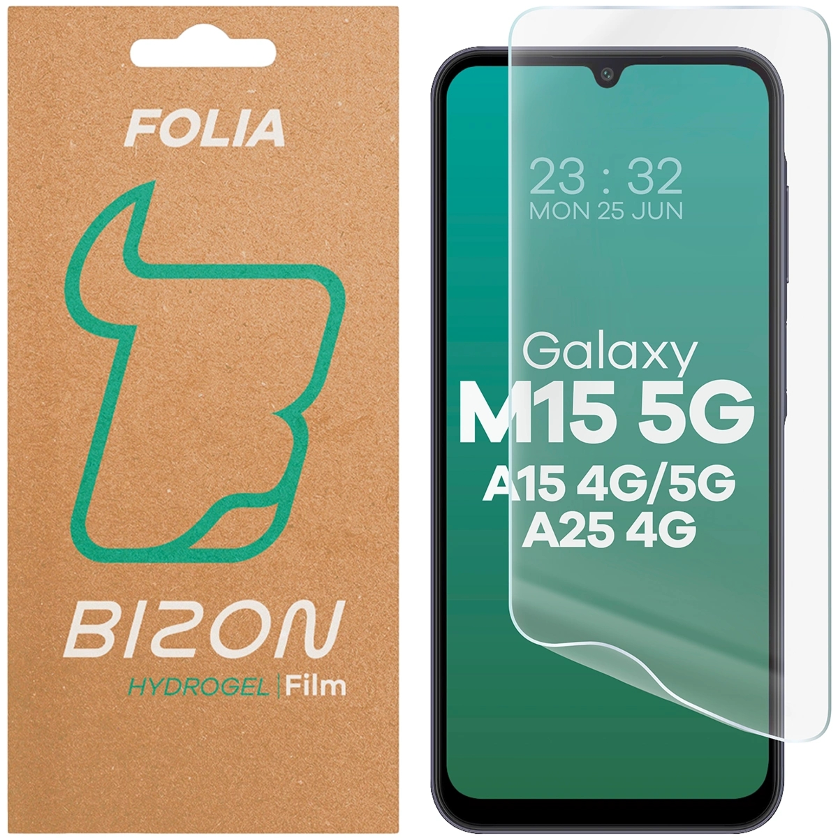 Folia hydrożelowa na ekran Bizon Film Hydrogel Front do Galaxy A15 4G/5G / A25 5G / M15 5G, 1 sztuka