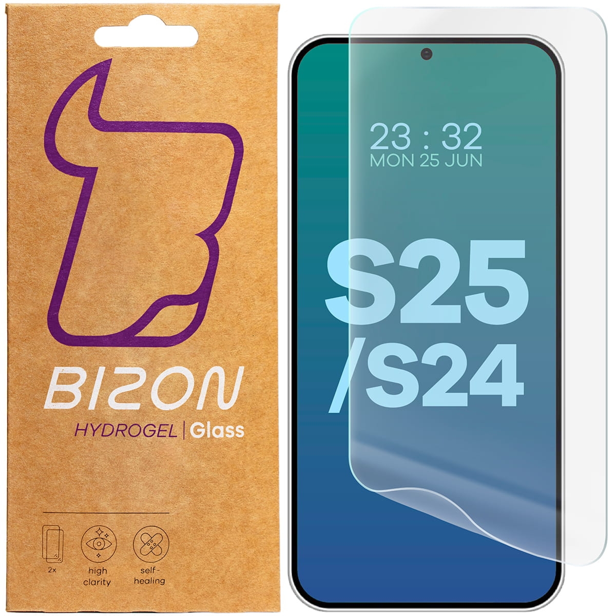 Folia hydrożelowa na ekran Bizon Film Hydrogel Front Duo do Galaxy S25 / S24, 2 sztuki