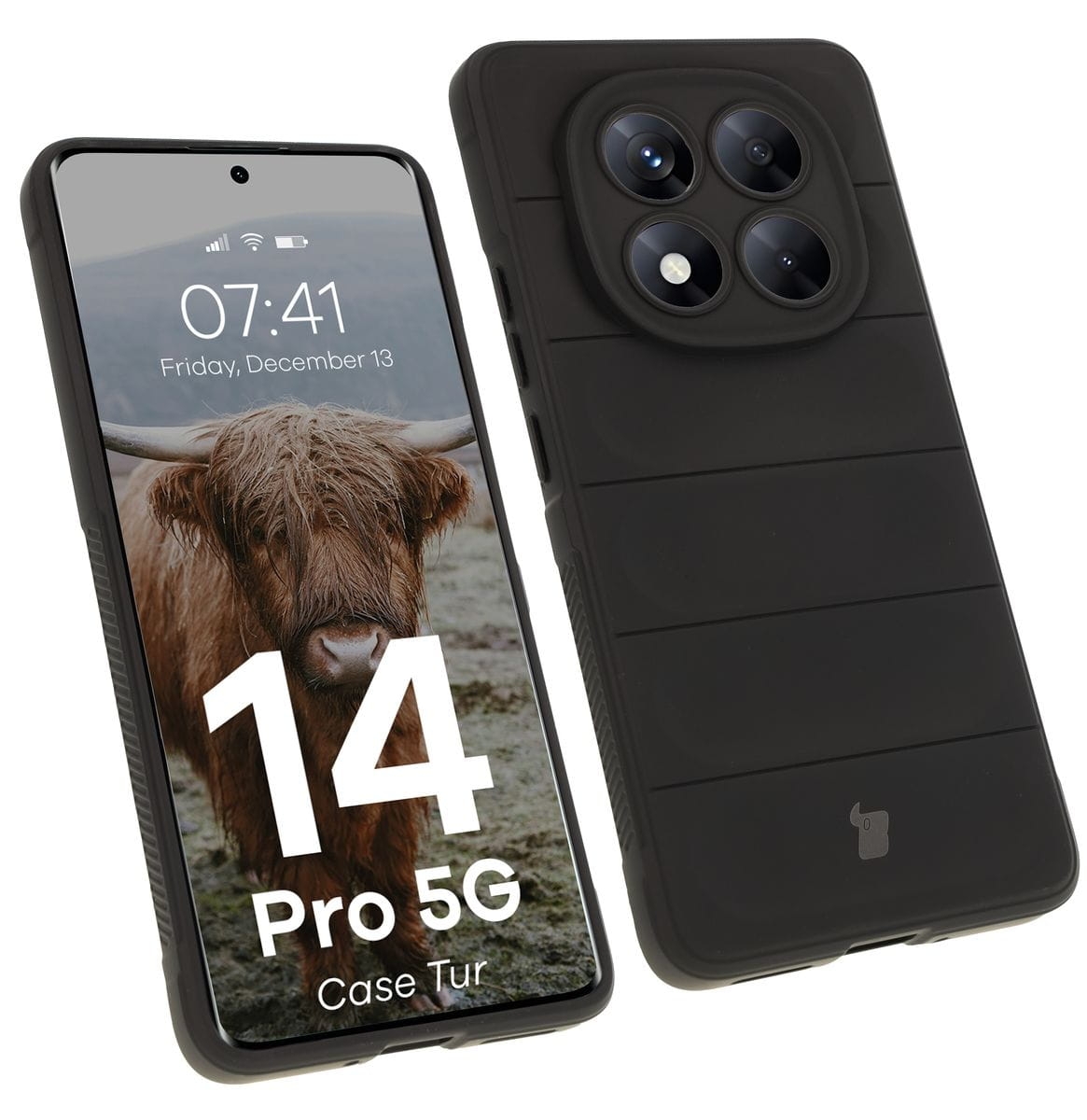 Image of Pancerne etui Bizon Case Tur do Xiaomi Redmi Note 14 Pro 5G / Poco X7, czarne