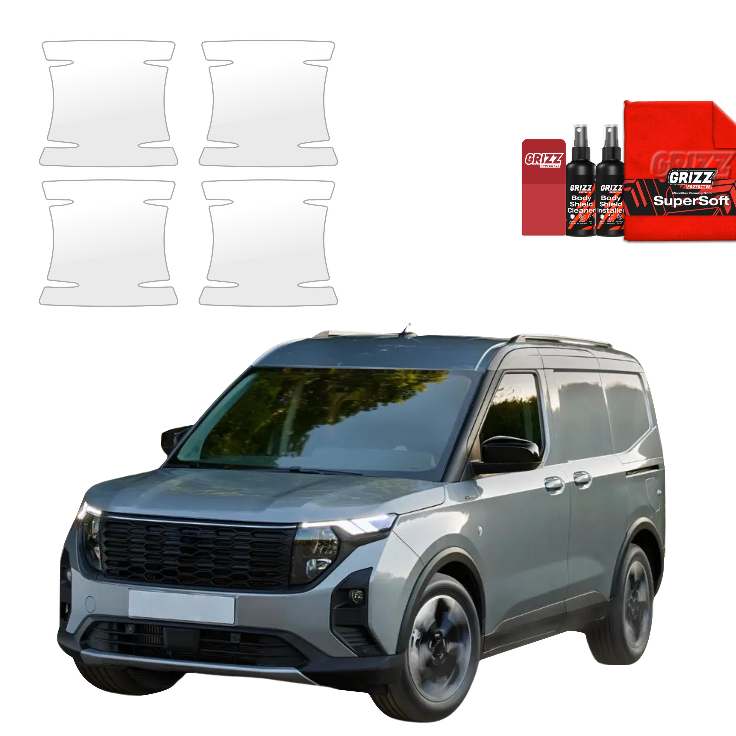 4w1 Bezbarwna folia ochronna Grizz Protector pod klamki Ford Transit Courier (2024-2026)