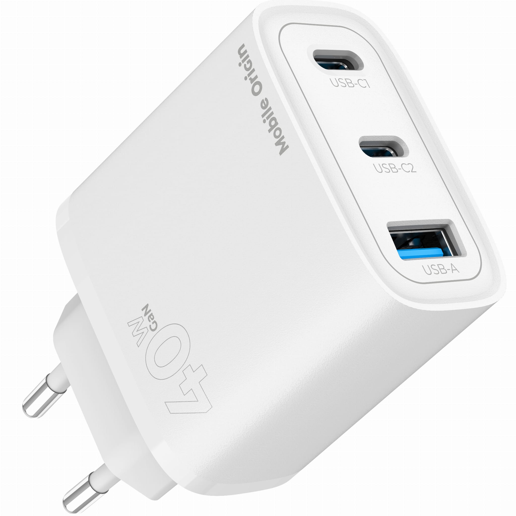 Image of Ładowarka sieciowa GaN Mobile Origin Wall Charger MO13 40W, 1x USB-A / 2x USB-C, biała