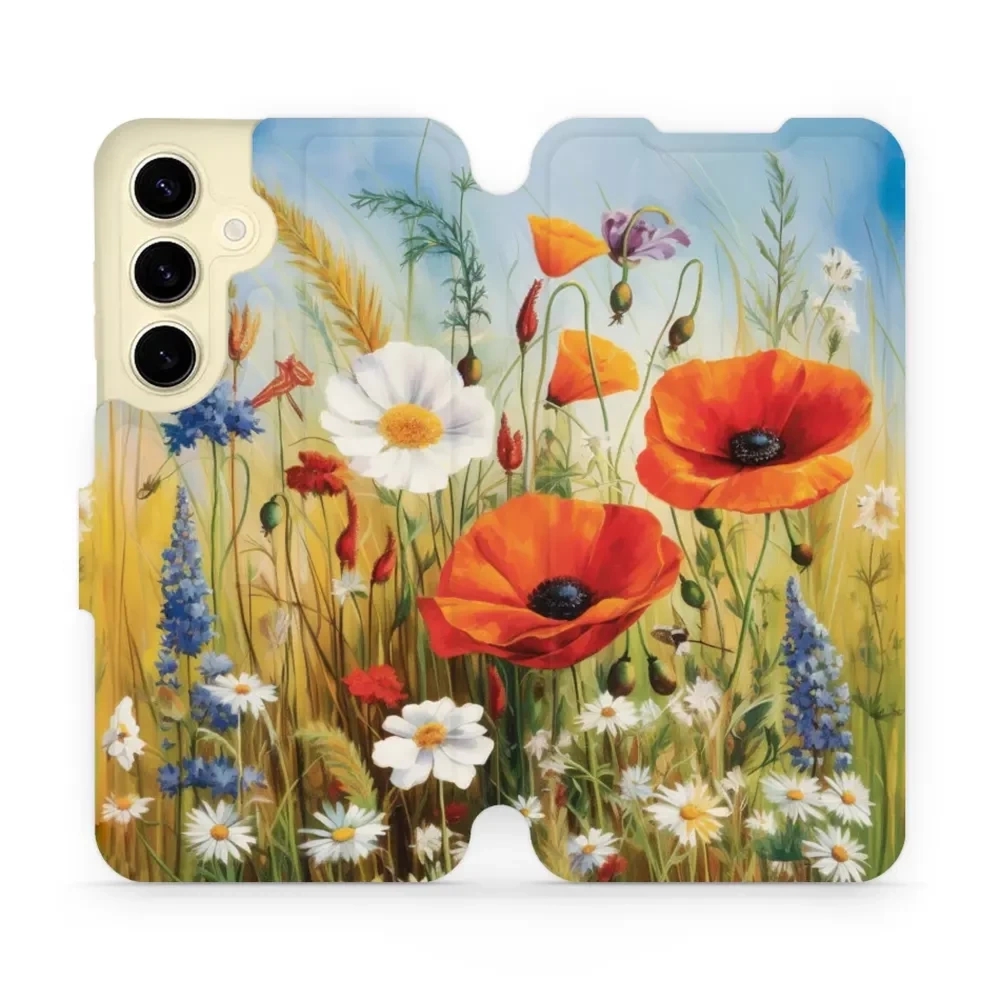 Etui z klapką do Galaxy S24, Mobiwear Book, łąkowe kwiaty