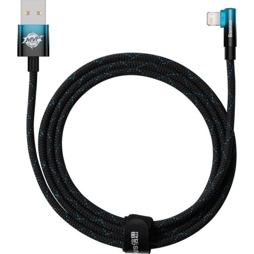 Image of Kabel MVP 2 Elbow Baseus 2.4A USB-A do Lightning 2m, czarno-niebieski