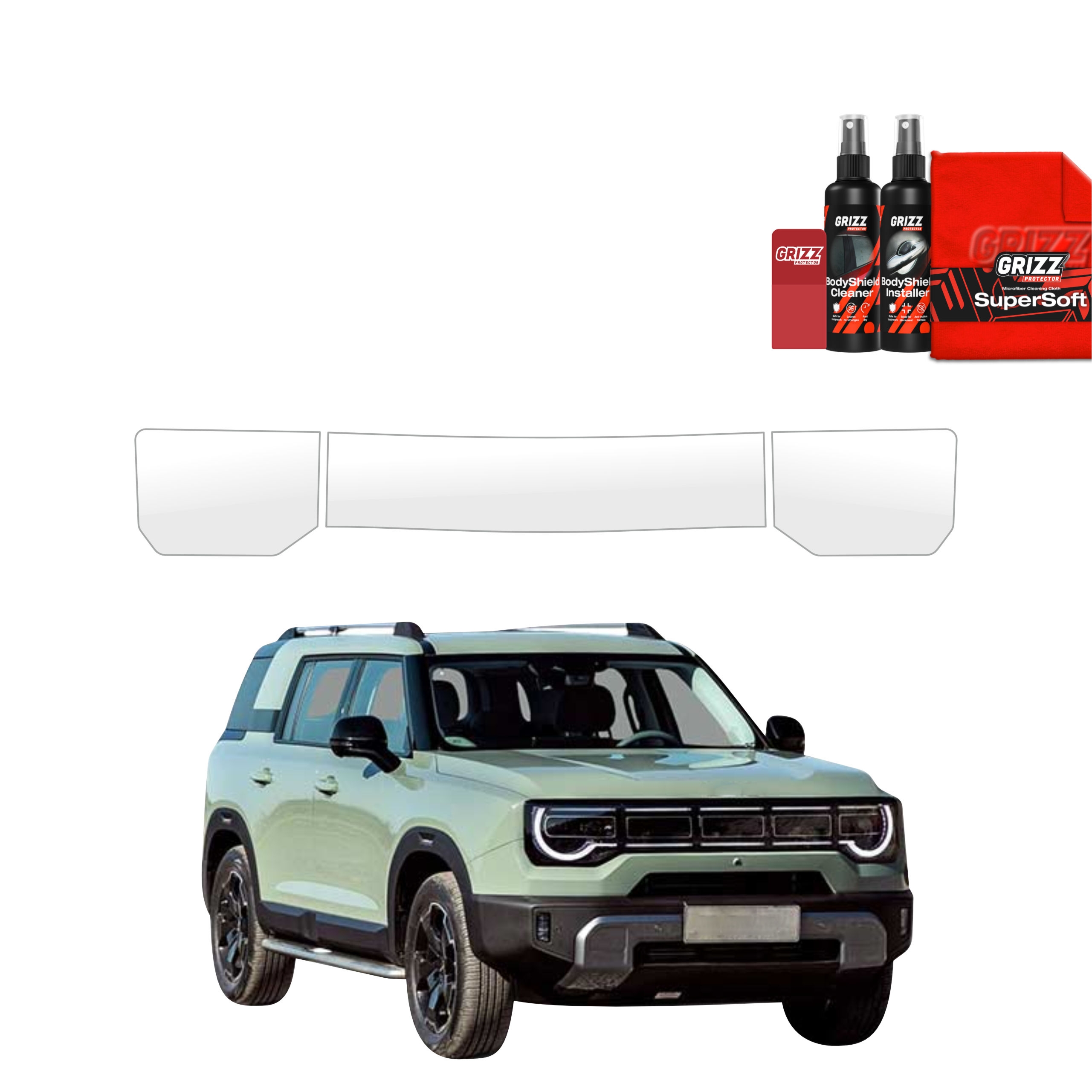 3w1 Bezbarwna folia ochronna Grizz Protector na lampy BAIC BJ30 (2026)