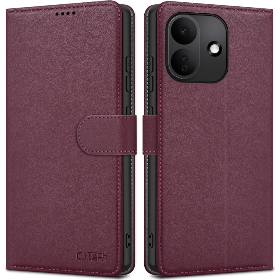 Etui z klapką Tech-Protect Wallet do Xiaomi Redmi Note 17 Pro 5G, burgundowe