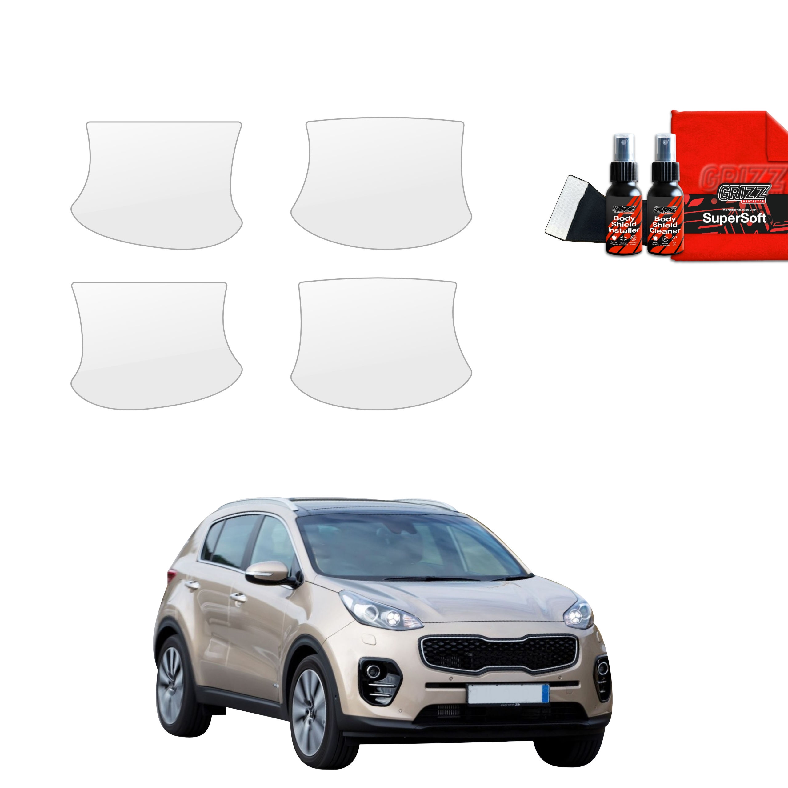 4w1 Bezbarwna folia ochronna Grizz Protector pod klamki Kia Sportage 4 (2018-2021)