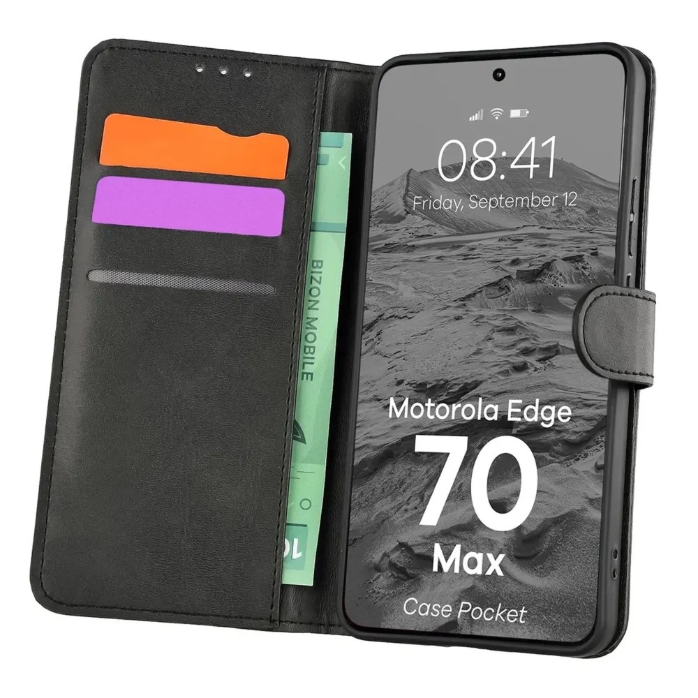 Etui z klapką Bizon Case Pocket do Motorola Edge 70 Max, czarne