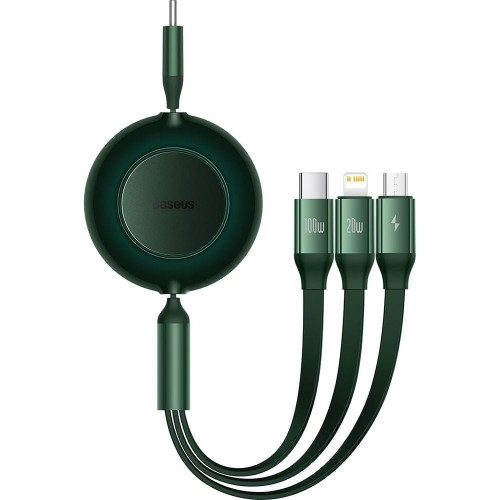 Image of Kabel Baseus Bright Mirror 2 USB-C do Lightning / USB-C / MicroUSB, 1.1m, 100W, zielony