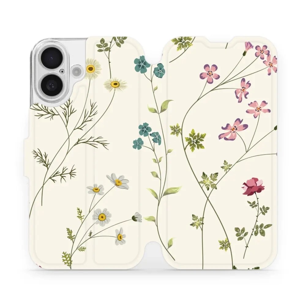 Etui z klapką do iPhone 16, Mobiwear Book, polne kwiaty