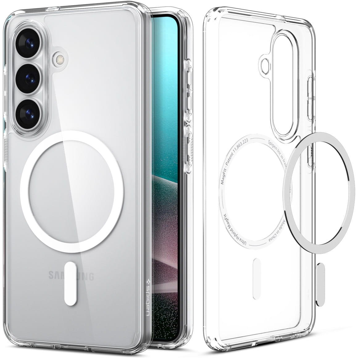 Etui Spigen Ultra Hybrid Mag do MagSafe do Galaxy S26 Plus, przezroczysto-białe