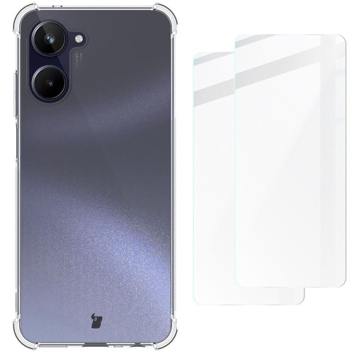 Image of Etui + 2x szkło Bizon Case Clear Pack do Realme 10 4G, przezroczyste