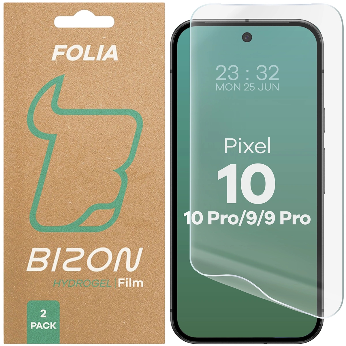 Folia hydrożelowa na ekran Bizon Film Hydrogel Front Duo do Google Pixel 11 / 11 Pro / 10 / 10 Pro / 9 / 9 Pro, 2 sztuki