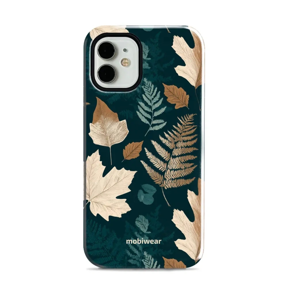 Etui ochronne do iPhone 12 mini, Mobiwear Elite Pro, zielnik z liści i paproci