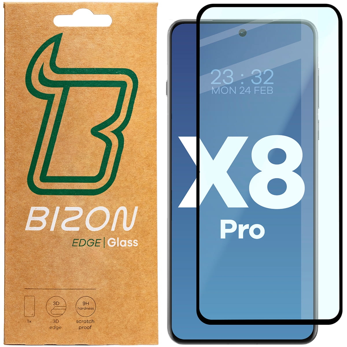 Szkło hartowane Bizon Glass Edge 3D do Oppo Find X8 Pro, czarna ramka