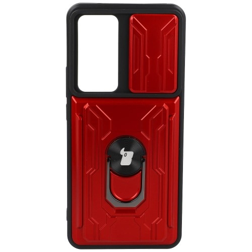 Image of Etui Bizon Case Camshield Card Slot Ring do Xiaomi 12T, czerwone
