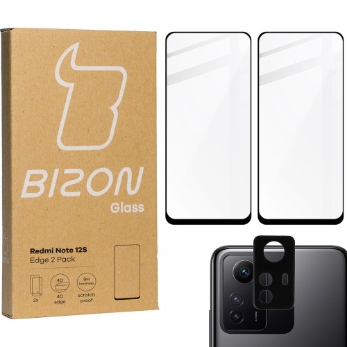 Image of 2x Szkło + szybka na aparat BIZON Edge 2 Pack do Redmi Note 12S