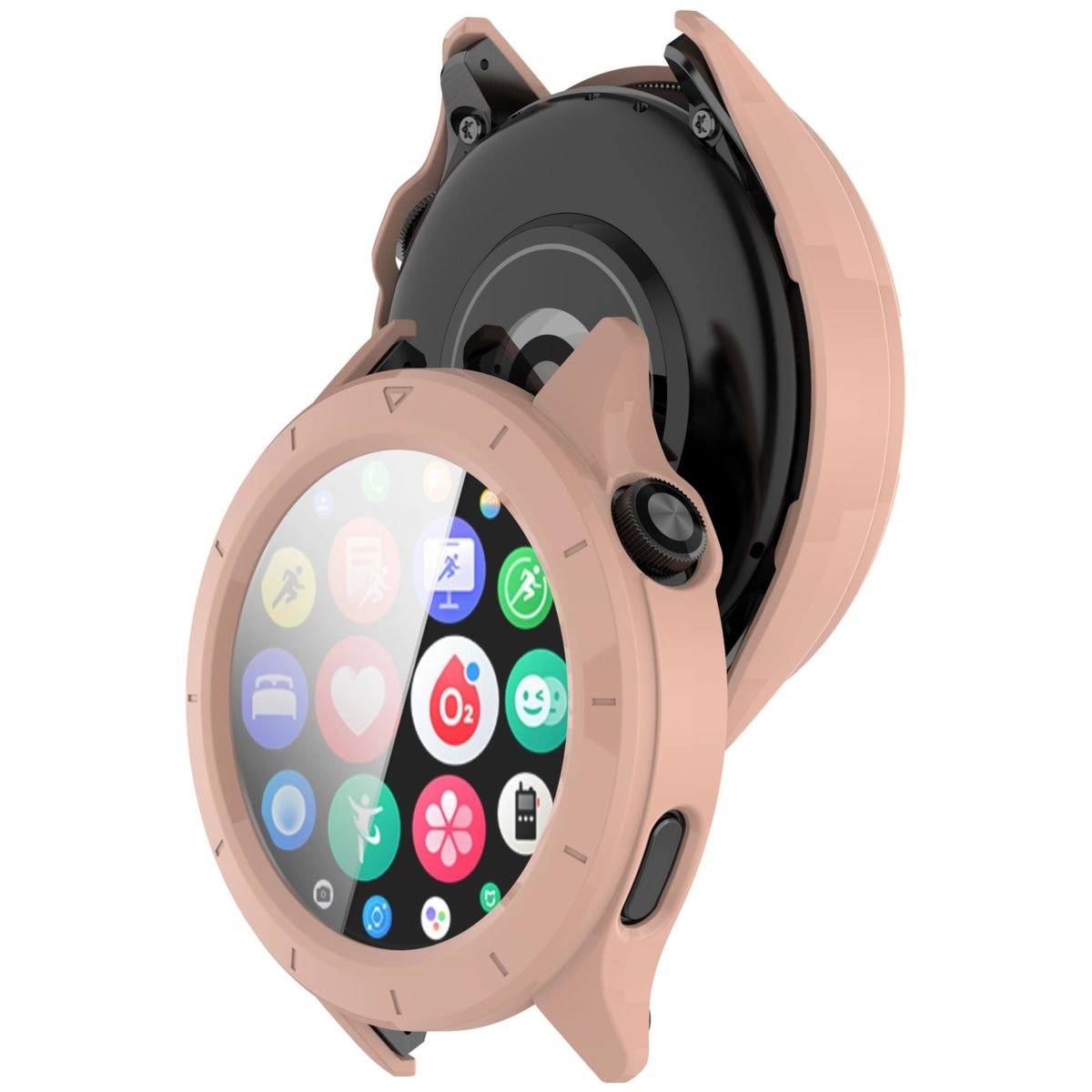Etui ze szkłem do zegarka Bizon Case Watch Adamo do Xiaomi Watch S4, różowe