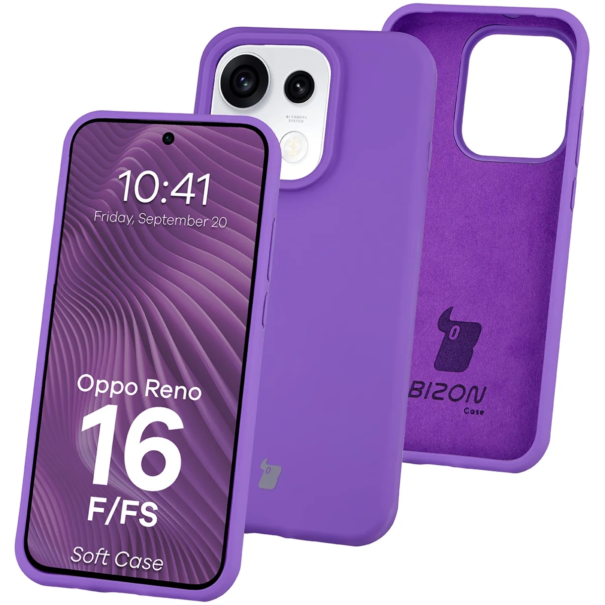 Silikonowe etui Bizon Soft Case do Oppo Reno16 F / Reno16 FS, fioletowe