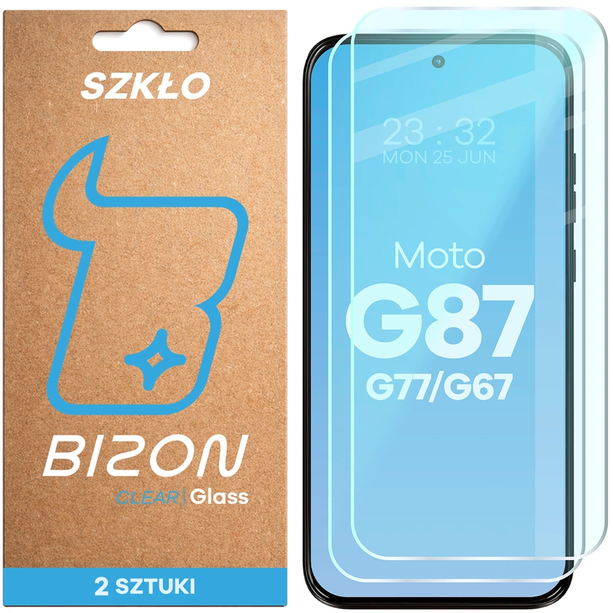 Szkło hartowane Bizon Glass Clear Duo do Motorola Moto G67 5G / G77 5G / G87 5G, 2 sztuki