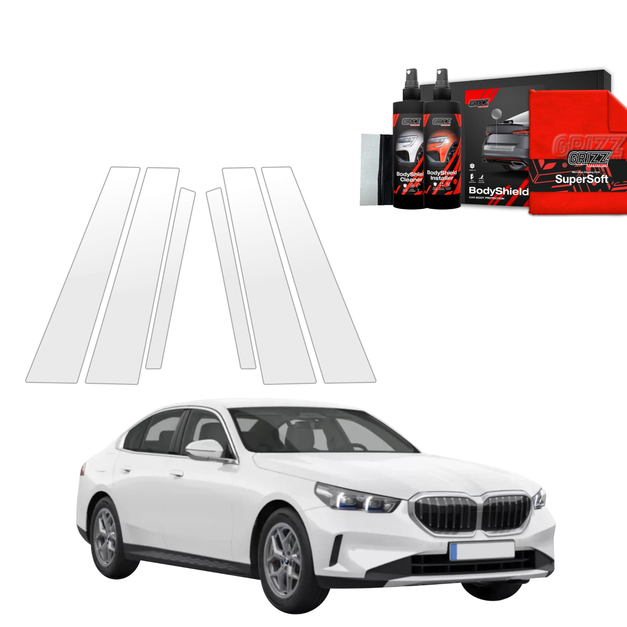 6w1 Folia ochronna Grizz Protector na słupki do BMW 5 Sedan G60 520i (2024-2026)