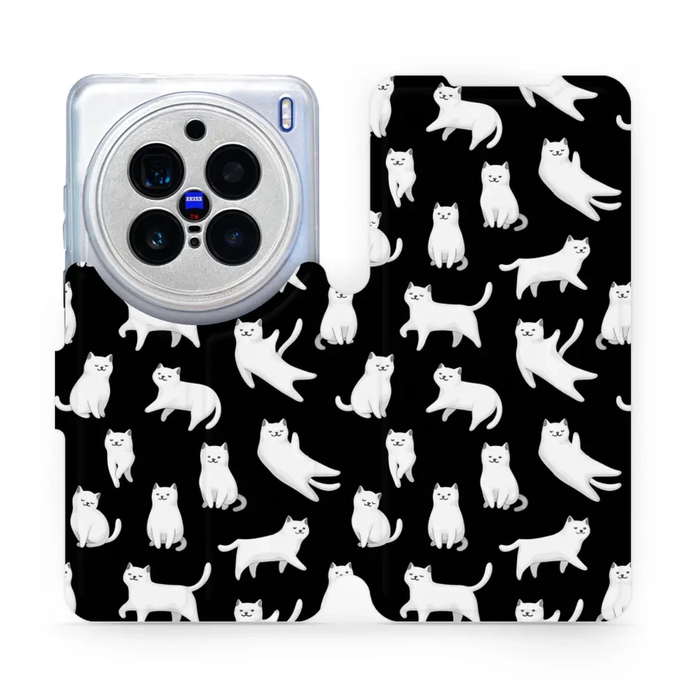 Etui z klapką do Vivo X200 Pro, Mobiwear Book, kotki luna