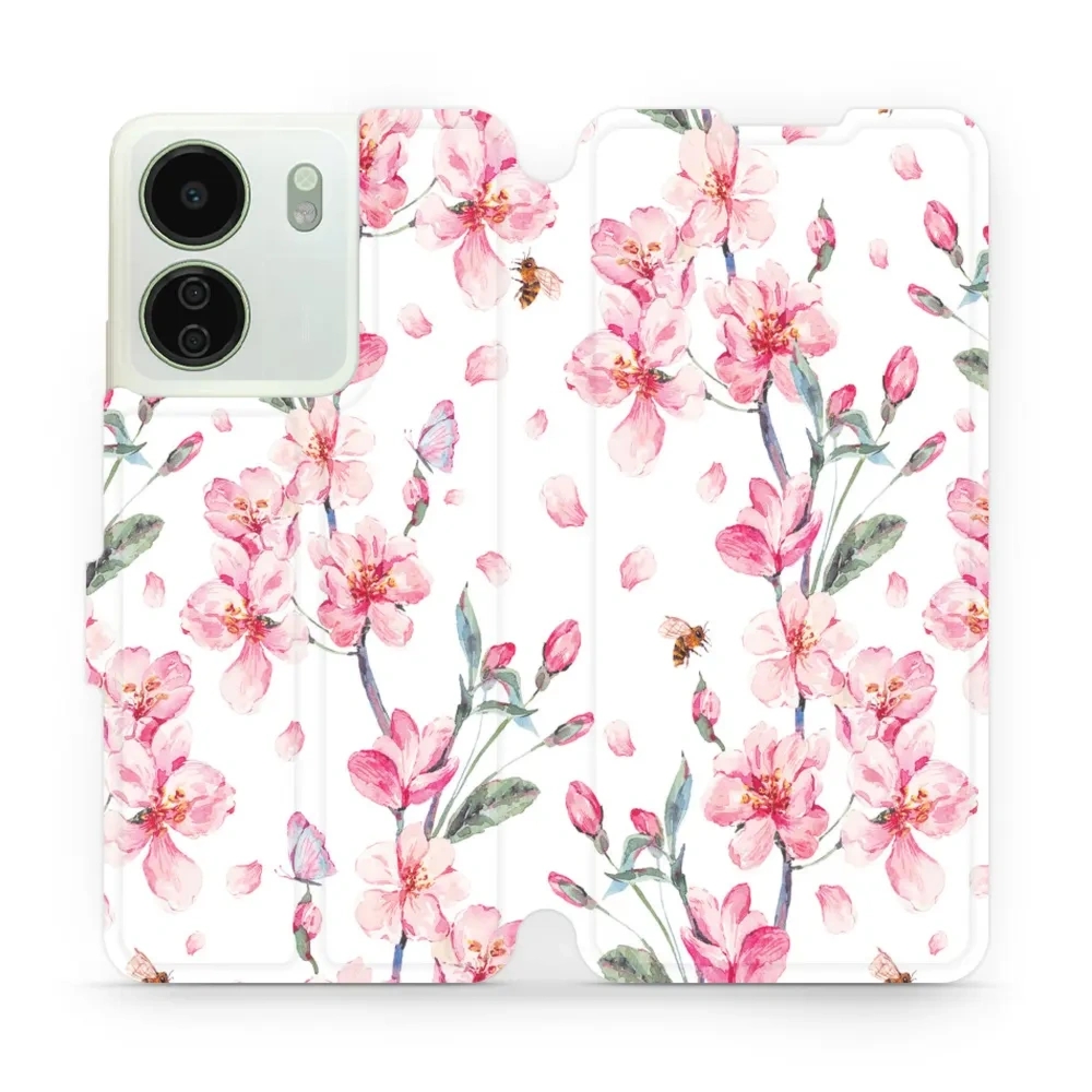 Etui z klapką do Xiaomi Redmi 13C 5G, Mobiwear Book, różowa wiosna