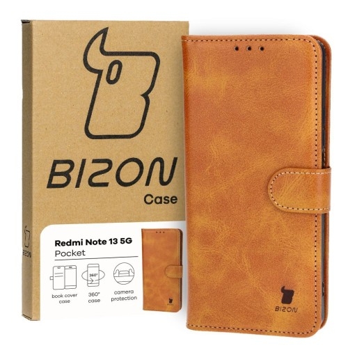 Image of Etui Bizon Case Pocket do Xiaomi Redmi Note 13 Pro 5G / Xiaomi Poco X6, brązowe