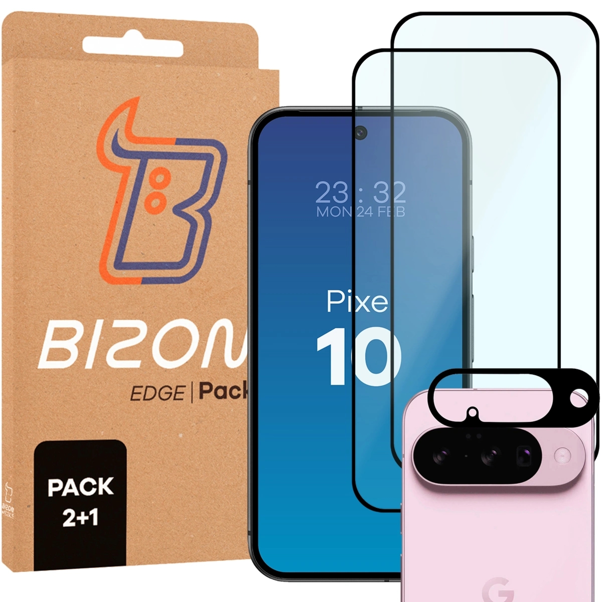 2x Szkło + szybka na aparat Bizon Glass Edge Pack do Google Pixel 10