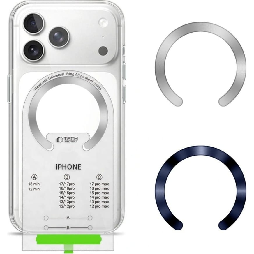 2 X Blaszka magnetyczna Tech-Protect MMP-210 Magnetic MagSafe Ring dla etui bez MagSafe 2szt, czarna / granatowa