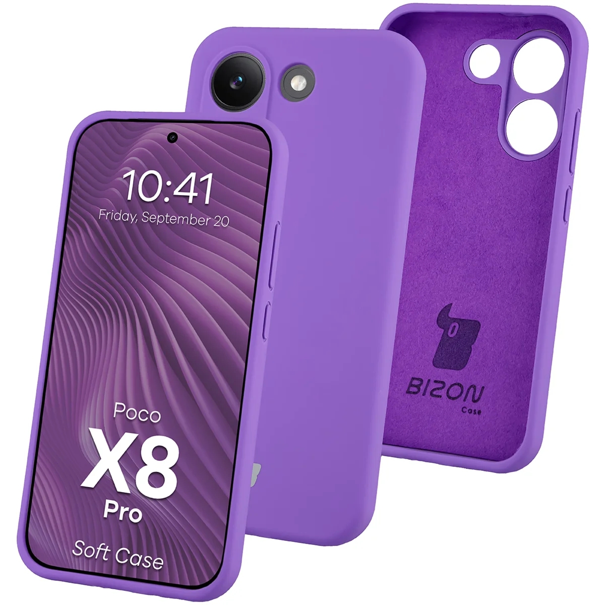 Silikonowe etui Bizon Soft Case do Xiaomi POCO X8 Pro, fioletowe