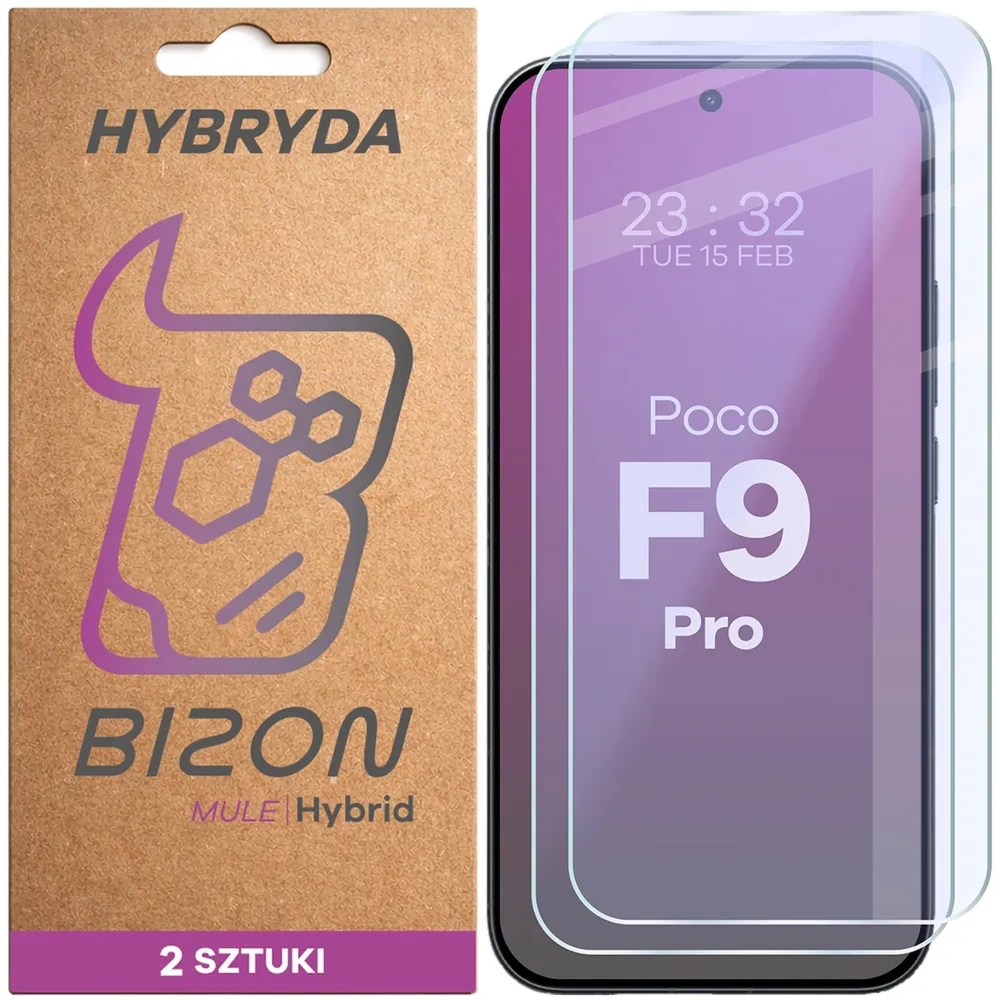Elastyczne szkło hybrydowe Bizon Hybrid Mule Duo do Xiaomi POCO F9 Pro, 2 sztuki