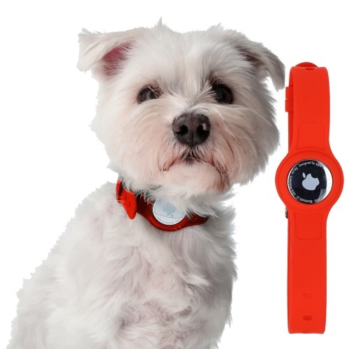 Image of Etui Bizon Case Locator Pets do Apple AirTag, czerwone