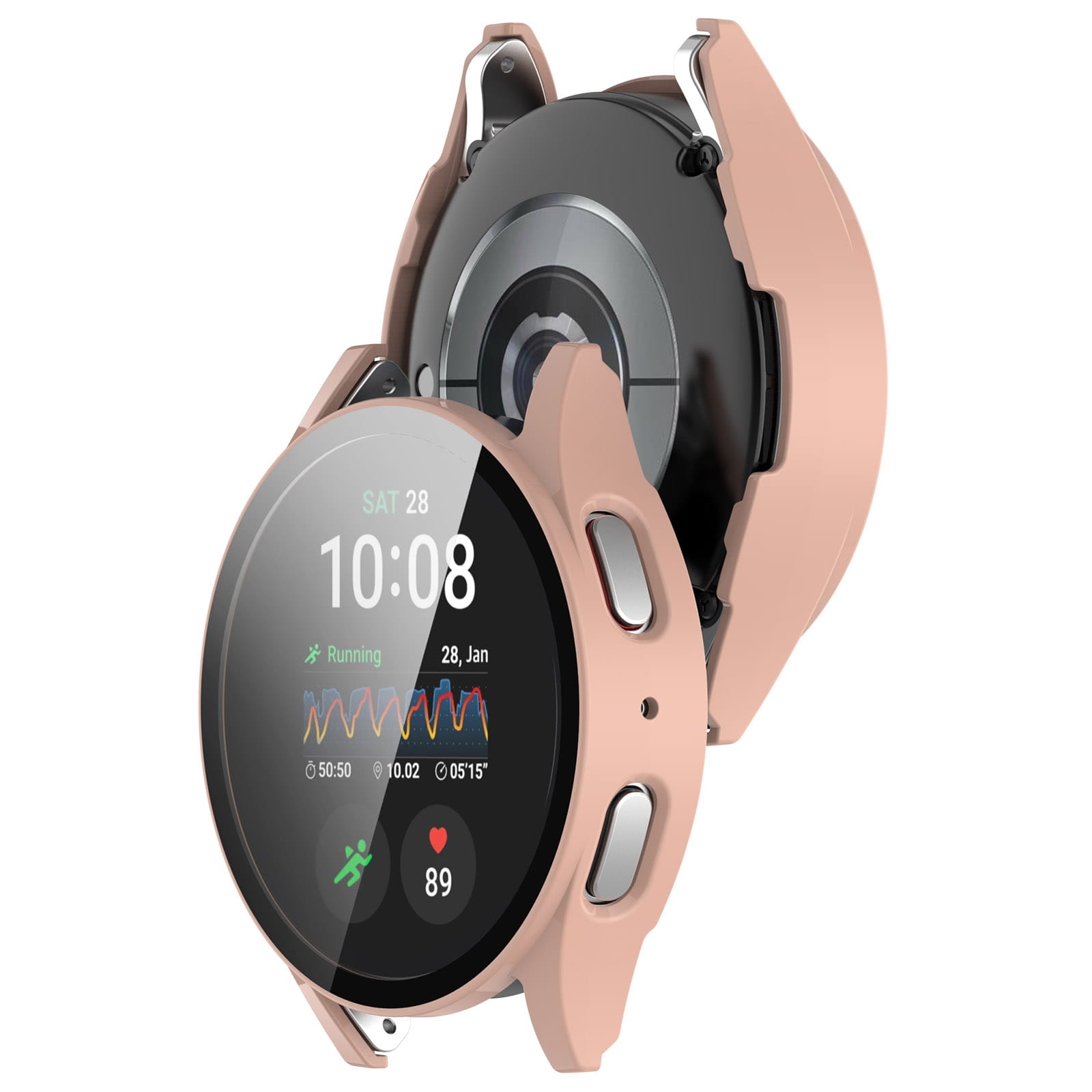 Image of Etui ze szkłem do zegarka Bizon Case+Glass Watch do Galaxy Watch 7 40 mm, różowe