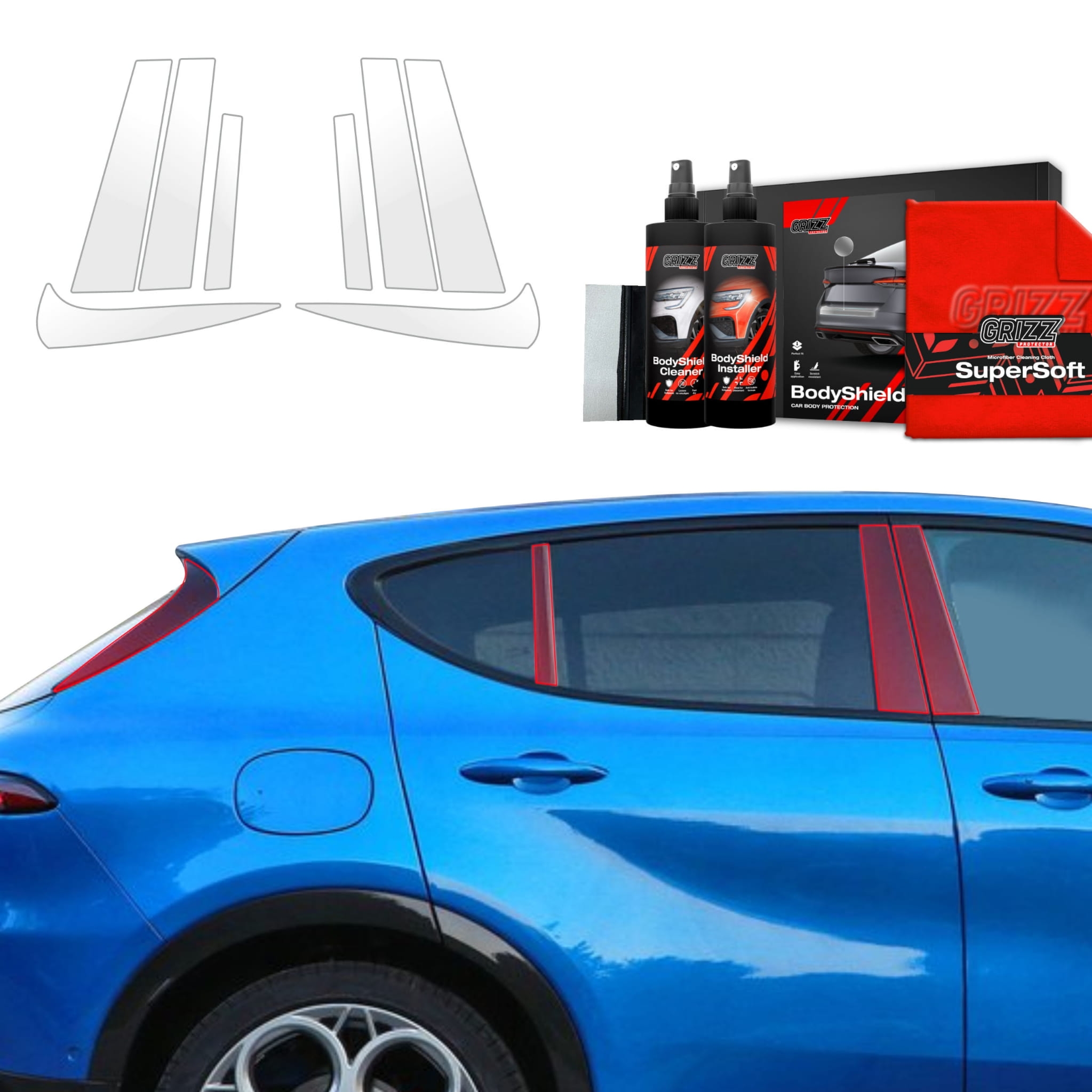 8w1 Folia ochronna Grizz Protector na słupki do Alfa Romeo Tonale (2022-2026)