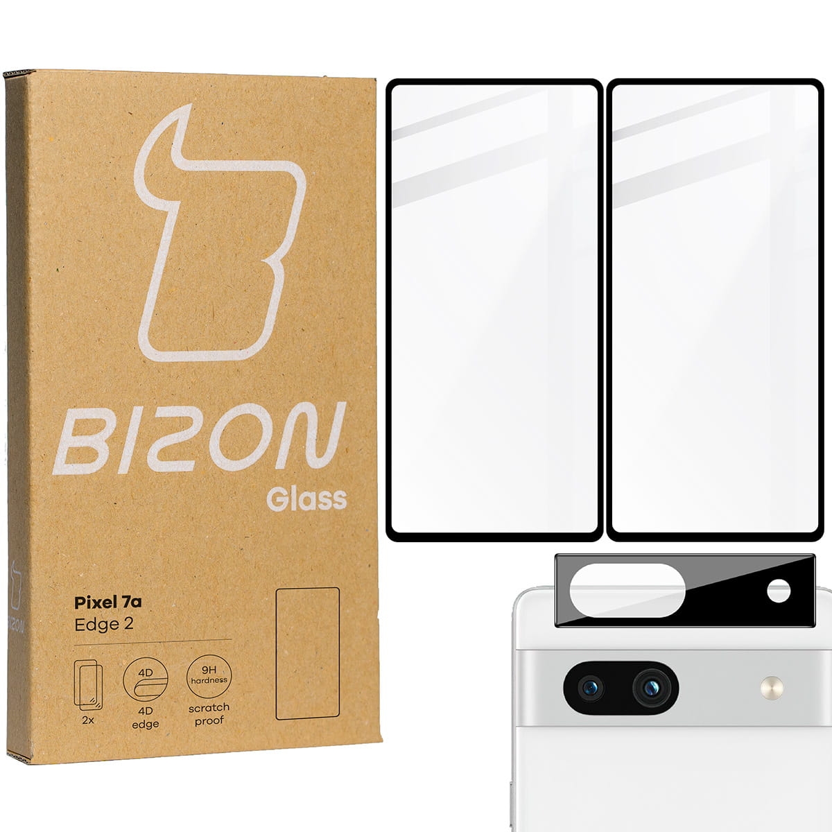 Image of 2x Szkło + szybka na aparat Bizon Edge 2 Pack do Pixel 7A