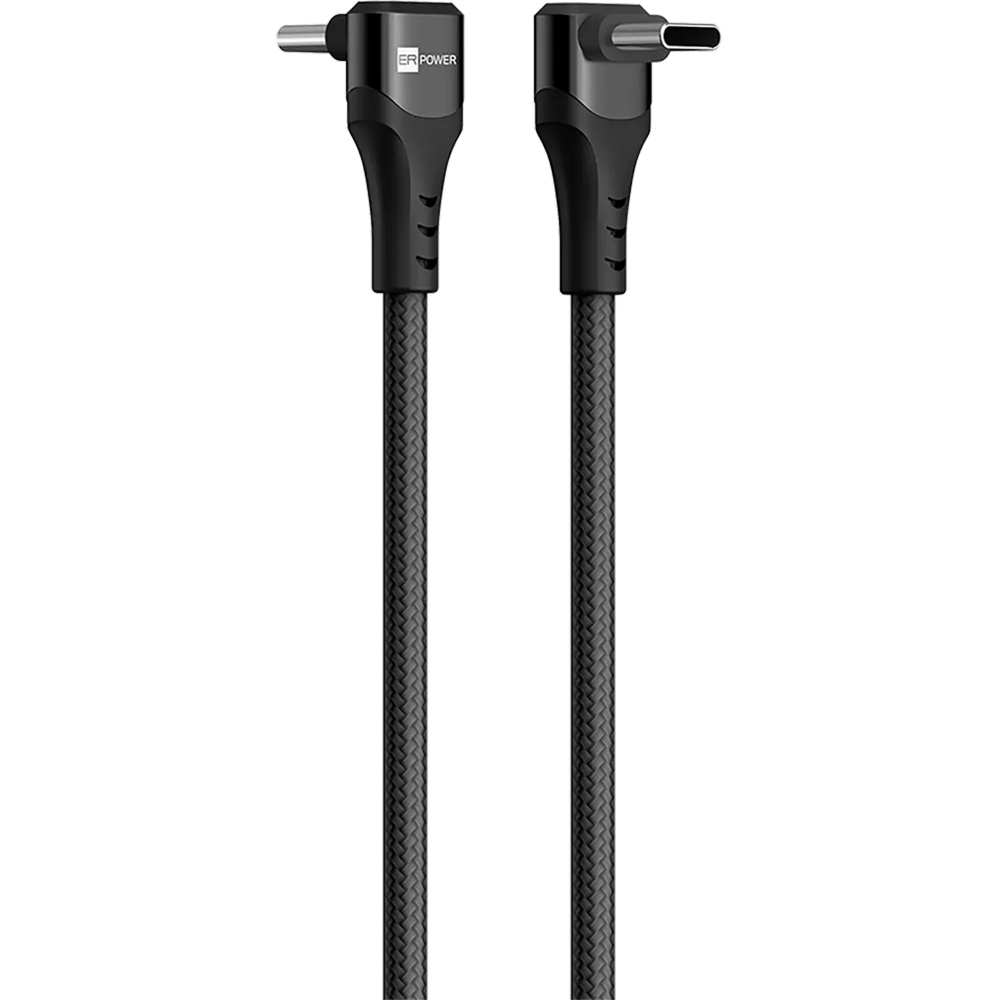 Kabel kątowy USB-C – USB-C, ERPOWER Dual Cobra Cable, 100W, 1.5 m, oplatany, czarny