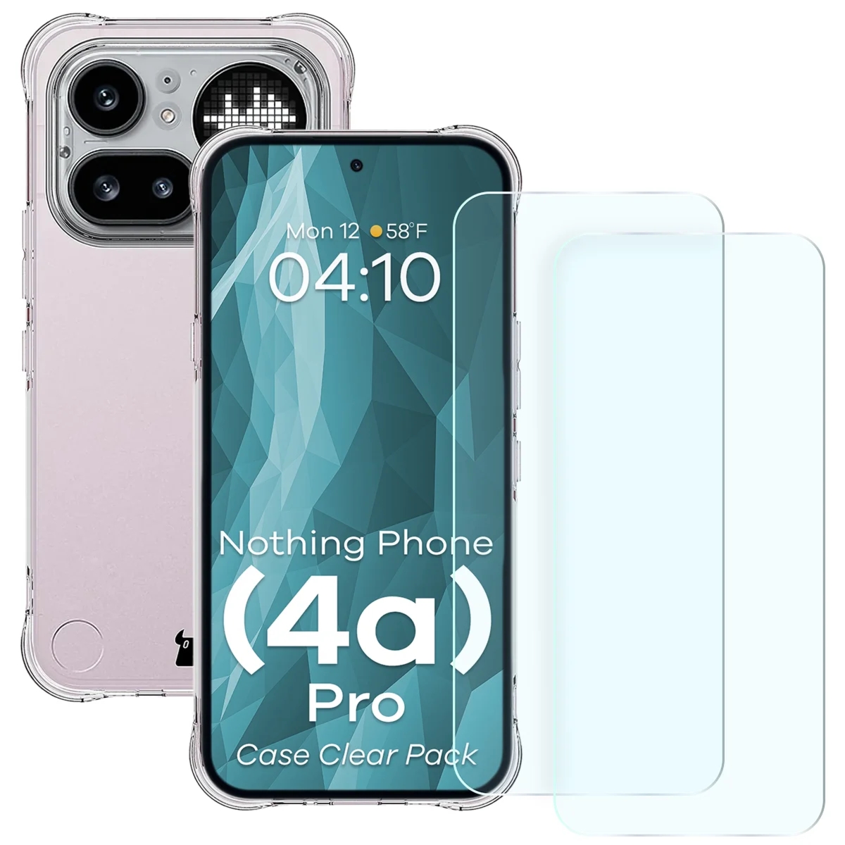 Elastyczne etui + 2x szkło hartowane Bizon Case Clear Pack do Nothing Phone (4a) Pro