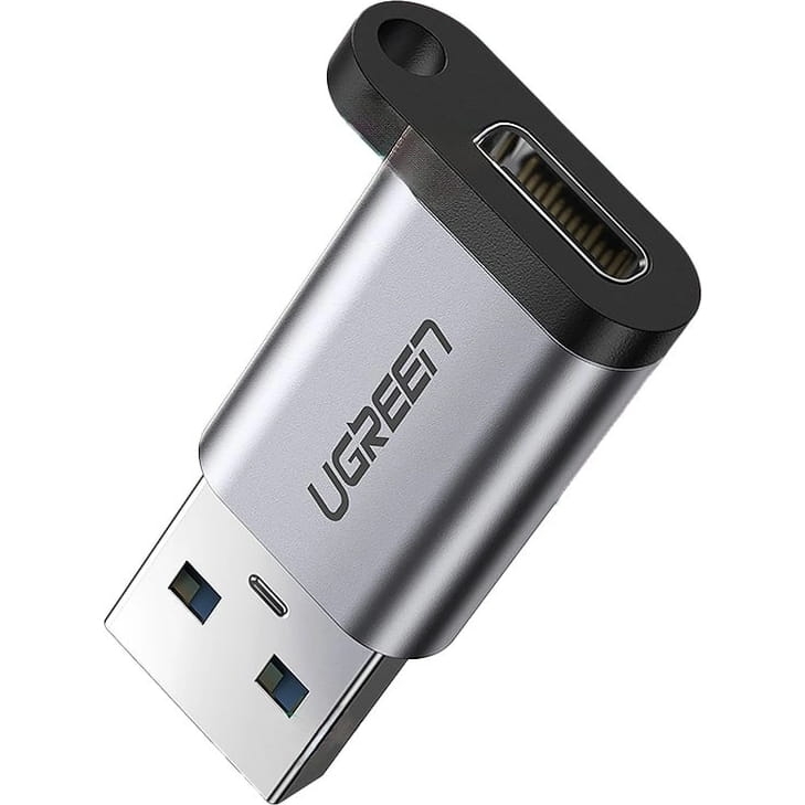 Image of Adapter, przejściówka z USB-C (żeński) na USB-A (męski), Ugreen US276, szary